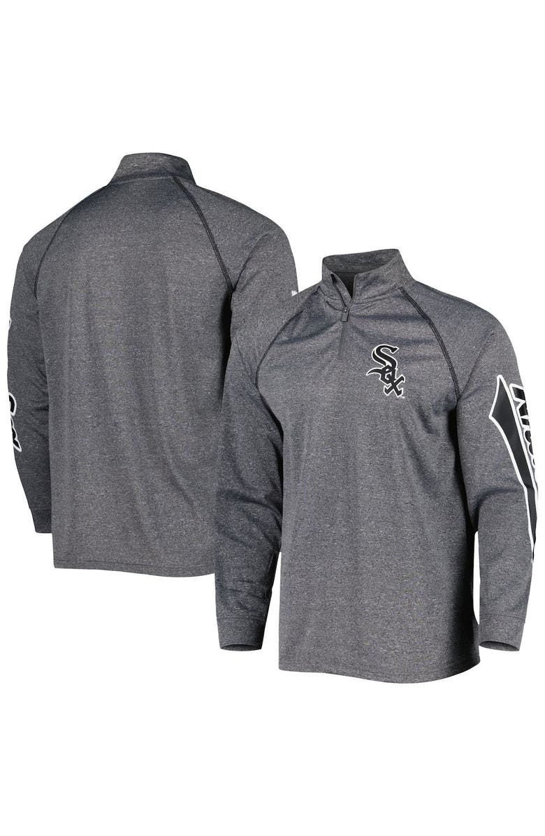 STITCHES Men's Stitches Heather Gray Chicago White Sox Wordmark Raglan Quarter-Zip Top, Main, color, Heather Gray