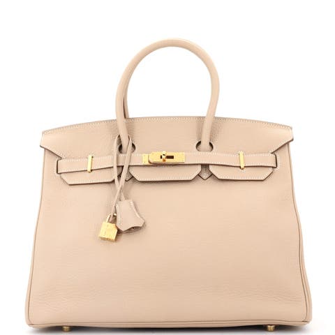 Birkin Handbag Light Clemence with Gold Hardware 35