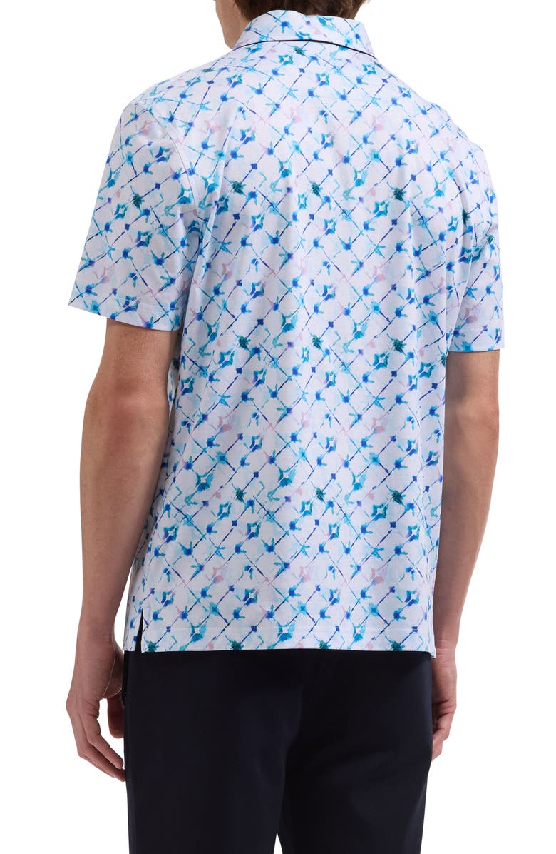 Bugatchi Hendrix Geo Print Pima Cotton Polo, Alternate, color, Aqua