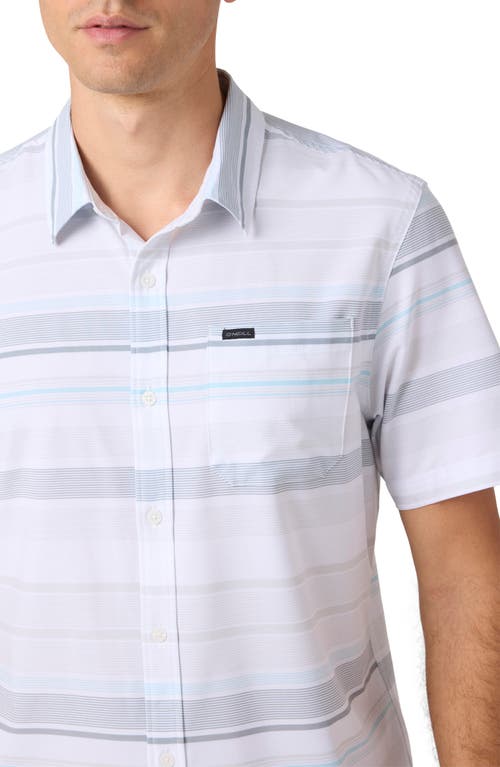 O'neill Trvlr Upf Traverse Stripe Short Sleeve Performance Button-up Shirt In White