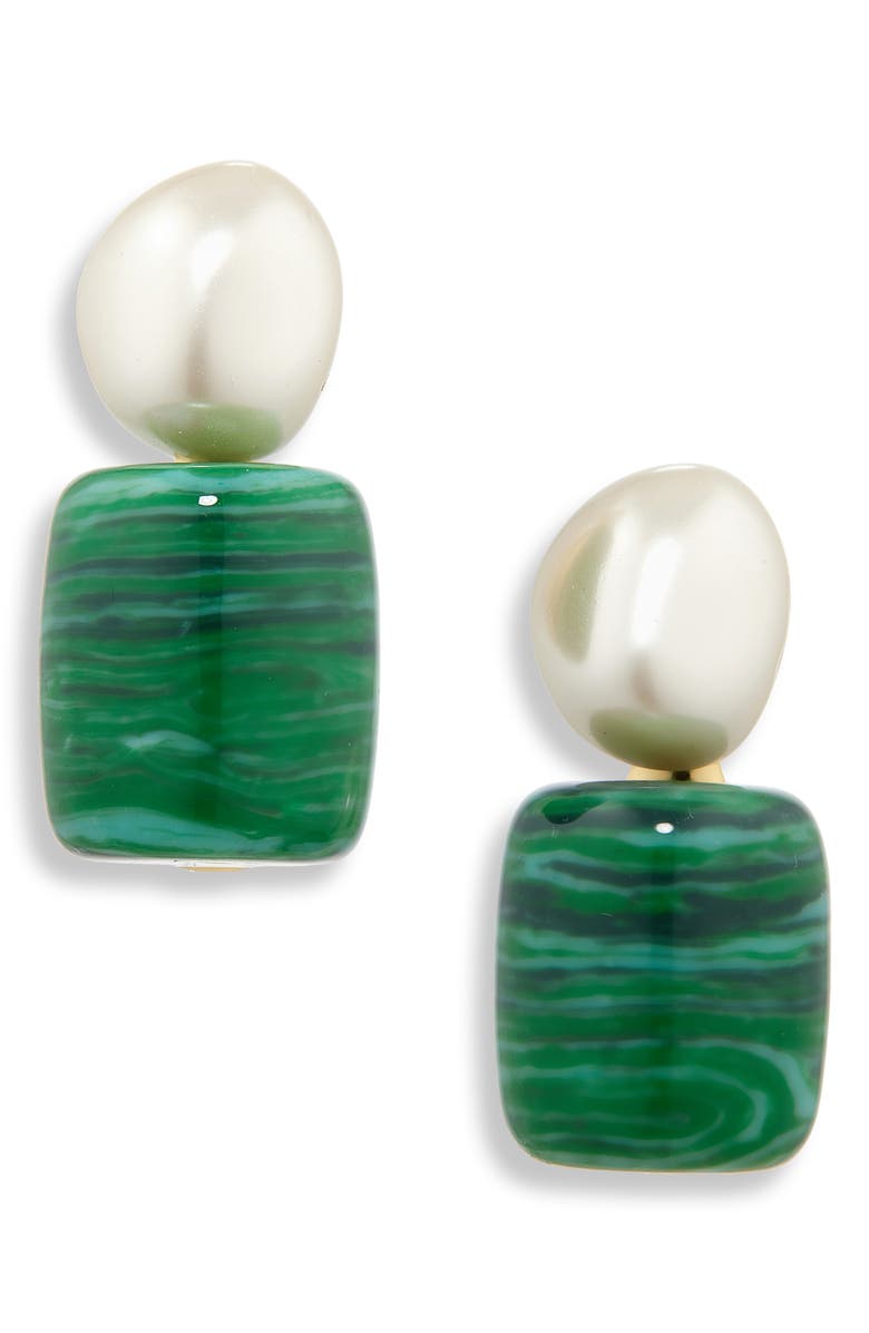 Lele Sadoughi Pebble Stud Earrings, Main, color, Malachite