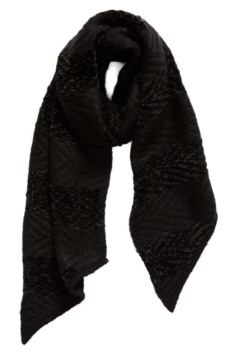 Blocked Yarn Muffler, Alternate, color, BLACK/ BLACK