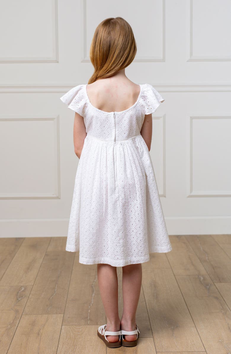Hope & Henry Girls' Organic Flutter Sleeve Eyelet Dress, Toddler, Alternate, color, White Circle Flower Eyelet