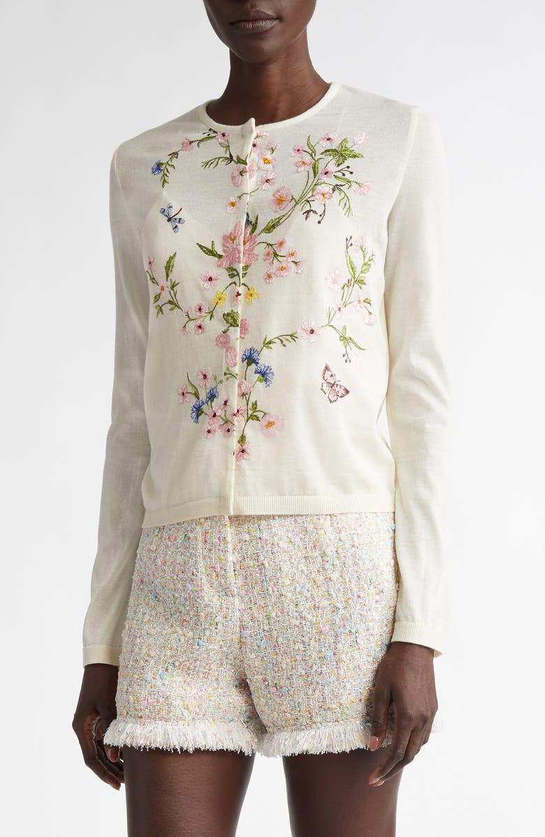 Giambattista Valli Embroidered Cashmere & Silk Cardigan, Main, color, 