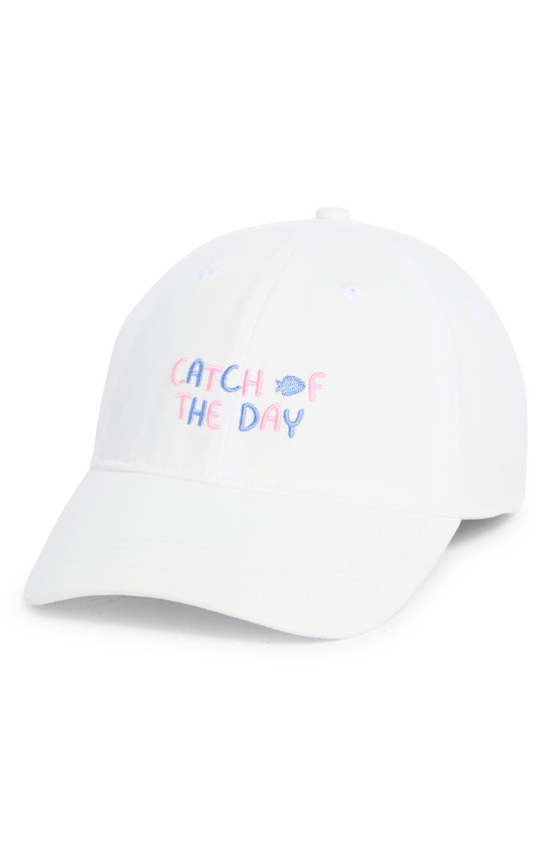FRASIER STERLING Catch Of the Day Canvas Adjustable Baseball Cap, Main, color, White