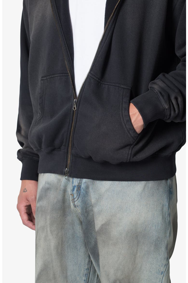 Basic Faded Cotton Zip-Up Hoodie, Alternate, color, WASHED BLACK