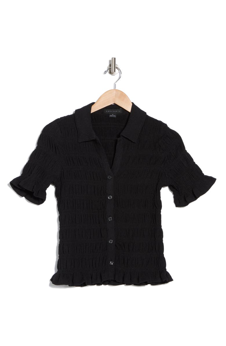Sanctuary Smocked Short Sleeve Button-Up Shirt, Alternate, color,