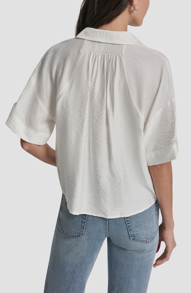 DKNY Short Sleeve Roll Tab Shirt, Alternate, color, Ivory