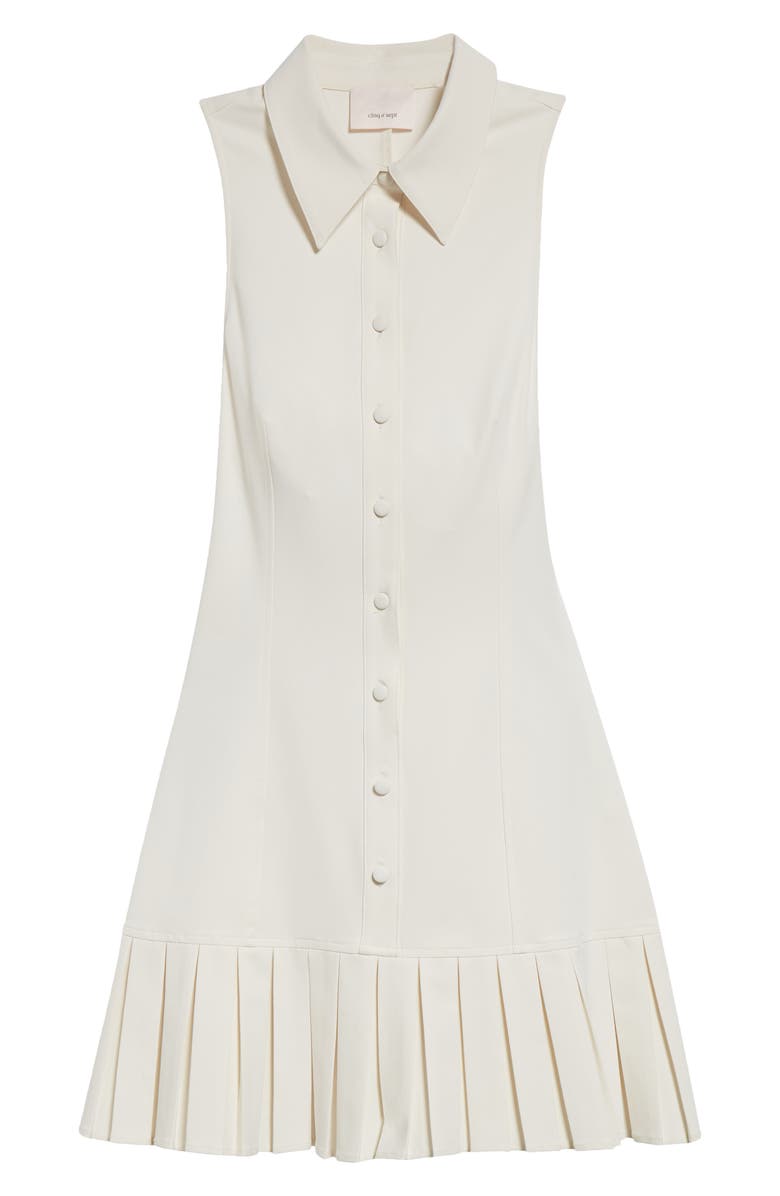 Cinq à Sept Lucilla Sleeveless Pleated Shirtdress, Alternate, color, Ivory