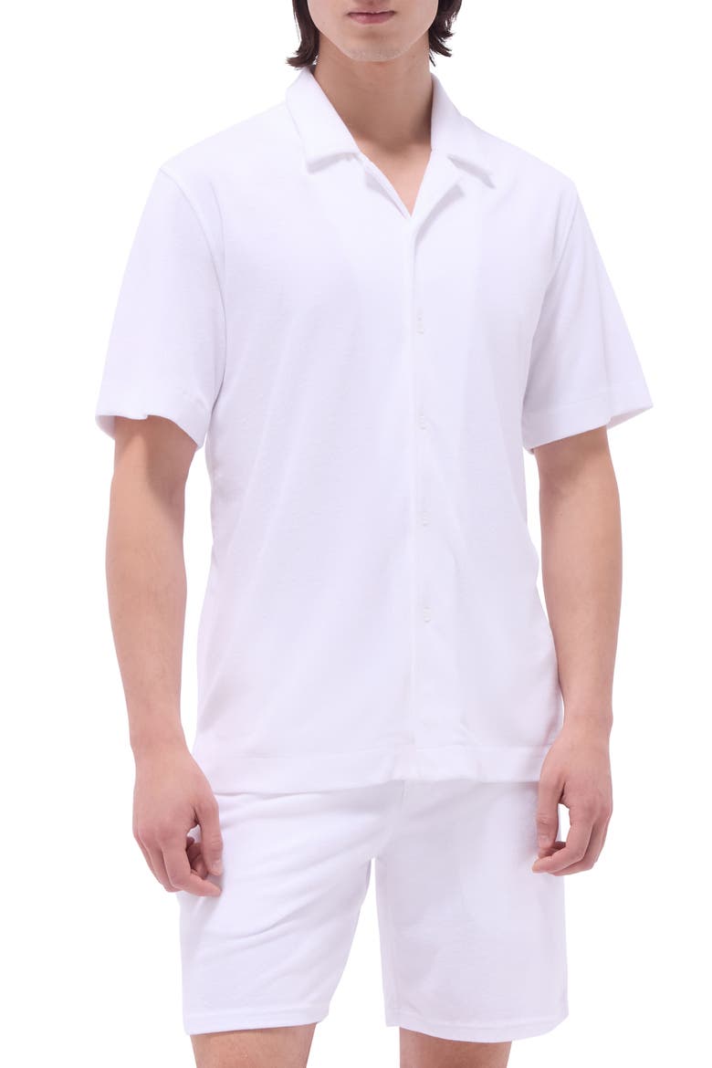Terry Cloth Camp Shirt, Main, color, WHITE