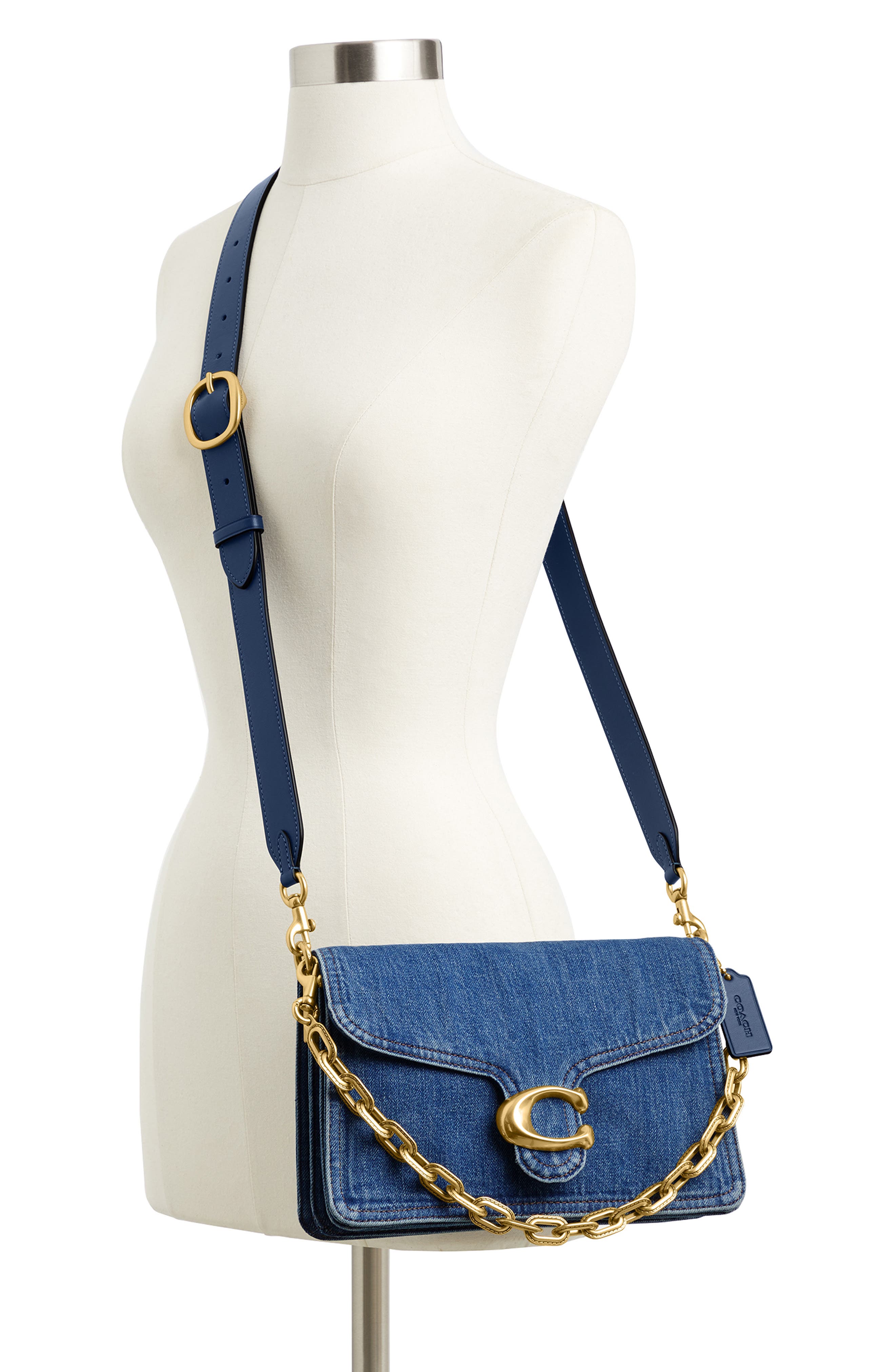 COACH Chain Tabby Denim Shoulder Bag, Alternate, color, 