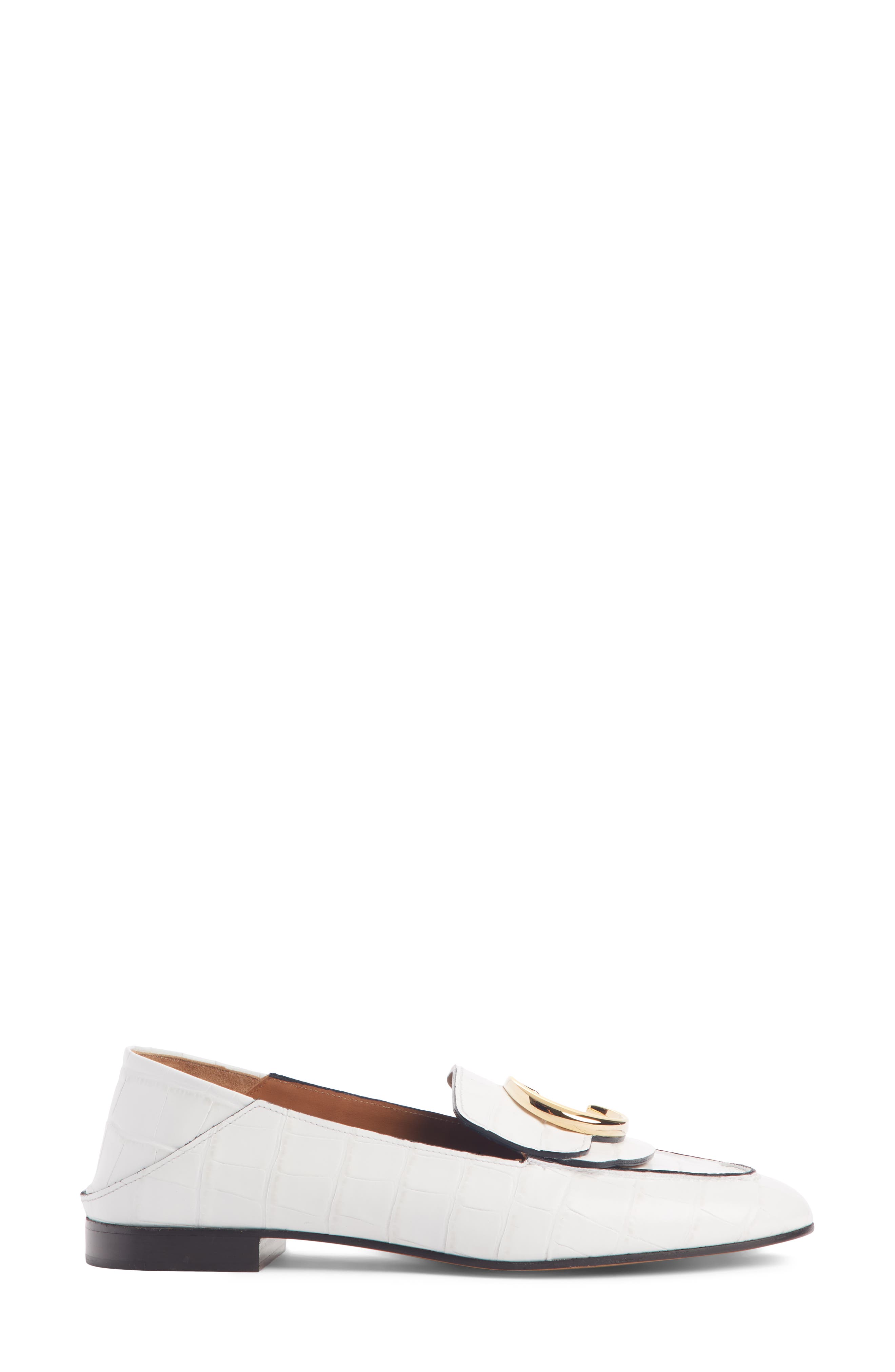 C Croc-Embossed Convertible Loafer, Alternate, color, WHITE
