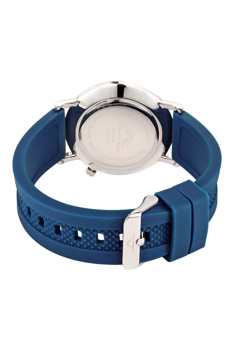 Bennett Silicone Strap Watch, 40mm, Alternate, color, BLUE AND WHITE