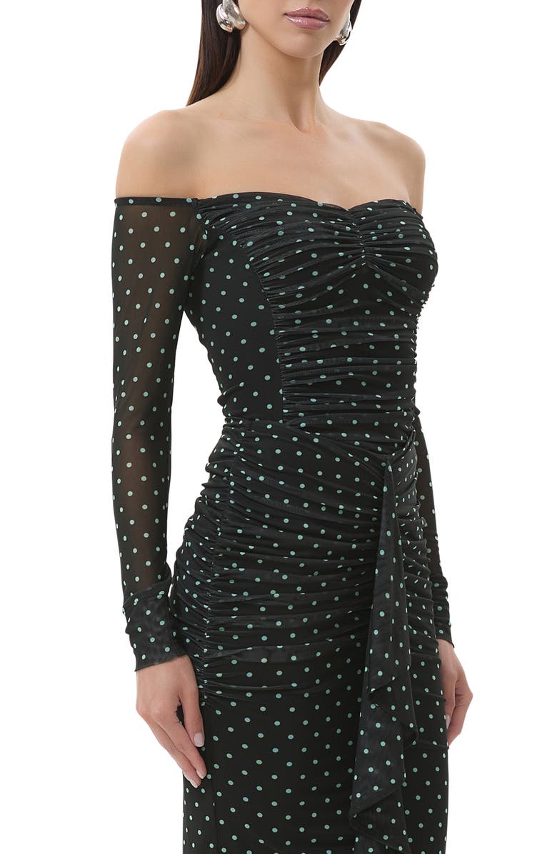 AFRM Odilla Printed Off the Shoulder Mesh Top, Main, color,