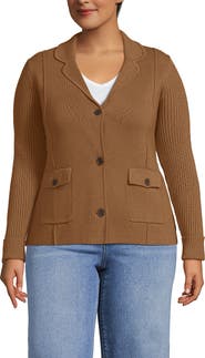 Lands' End Drifter Ribbed Collared Blazer Sweater