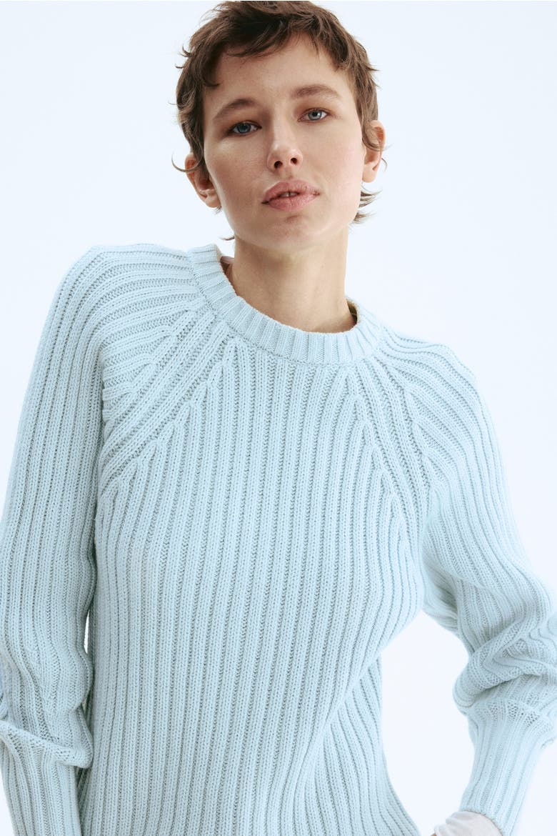 Rib-knit Sweater, Alternate, color, Light blue