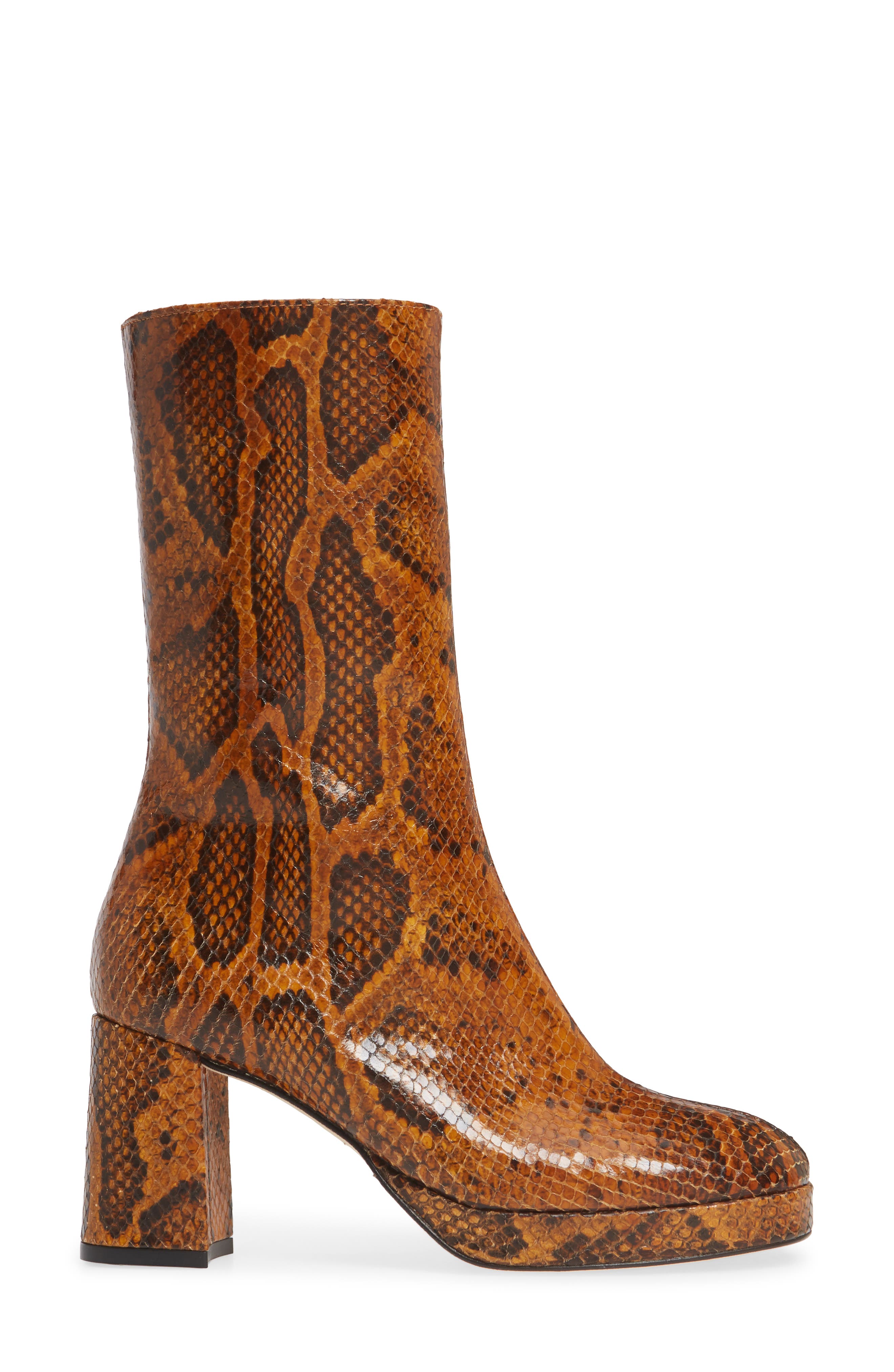 Miista Carlota Snake Embossed Bootie, Alternate, color, 