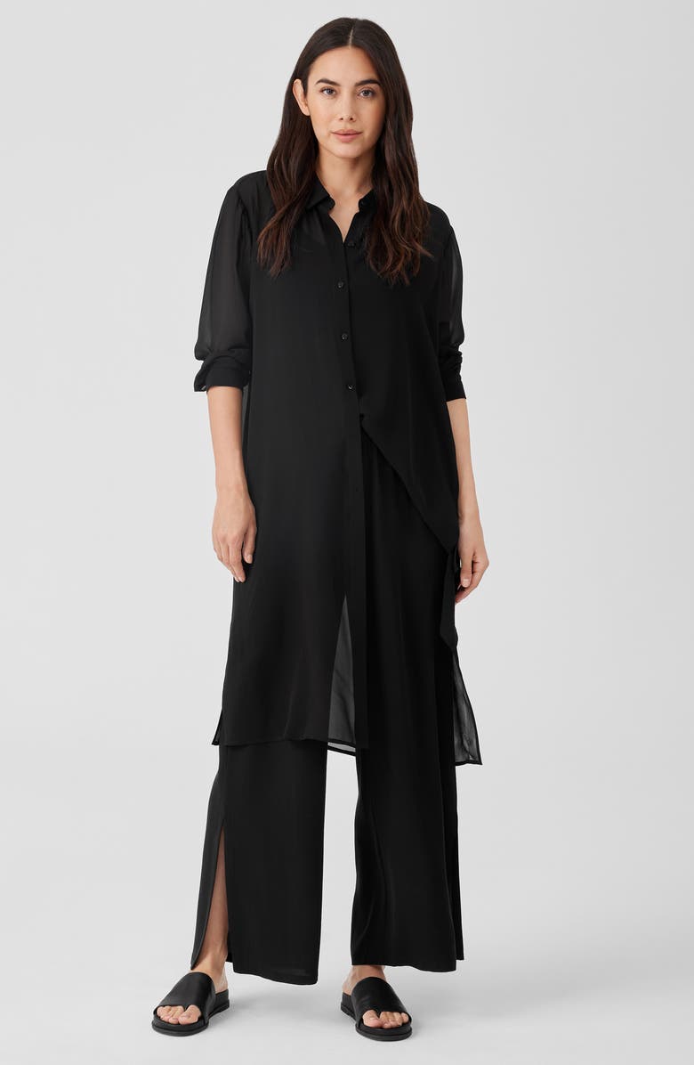 Eileen Fisher Silk Georgette Crepe Ankle Straight Leg Pants, Alternate, color, 