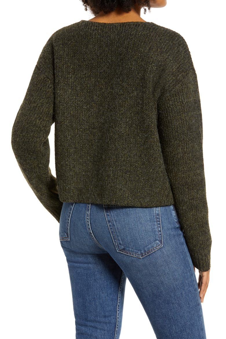 Weekend V-Neck Sweater, Alternate, color, OLIVE NIGHT MARL