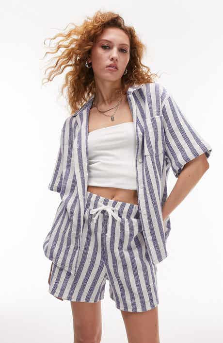 Stripe Oversize Cotton Button-Up Shirt