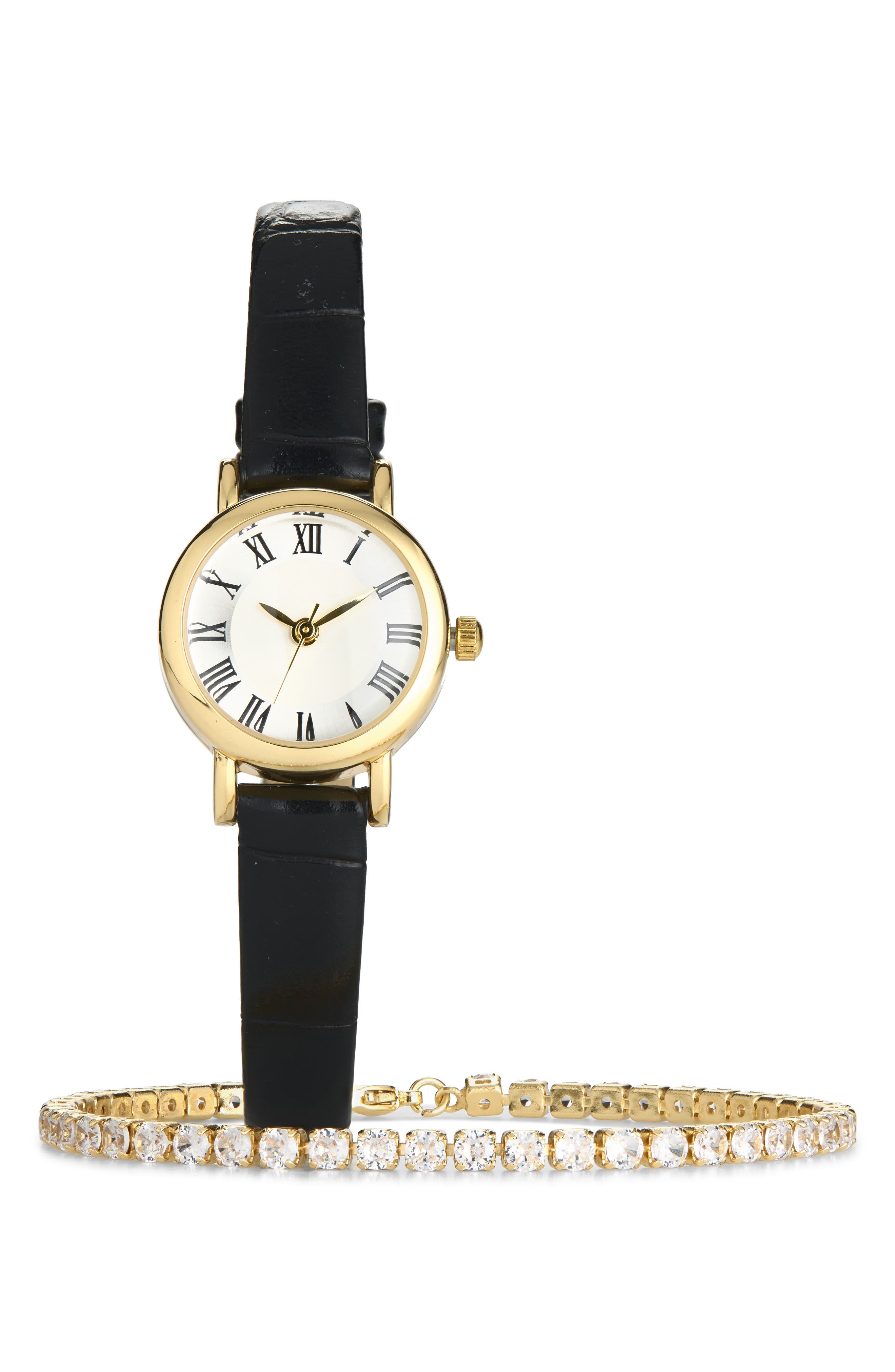 Leather Strap Watch Gift Set