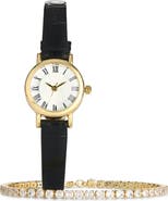 ARGENTO VIVO Leather Strap Watch Gift Set