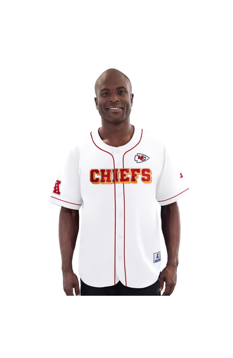 STARTER Men's Starter  White Kansas City Chiefs Relay Full-Button Baseball Jersey, Alternate, color, White