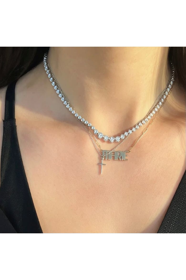 The Mini Classic Cross Necklace, Alternate, color, Silver