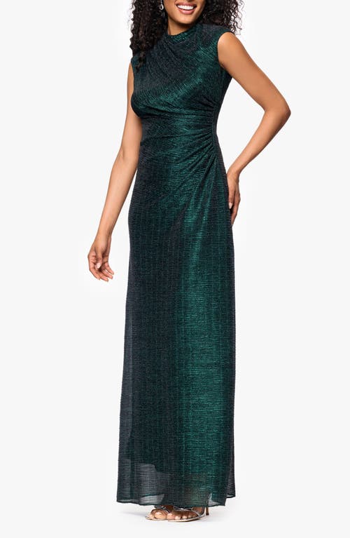 Betsy & Adam Ruched Sleeveless Gown In Green