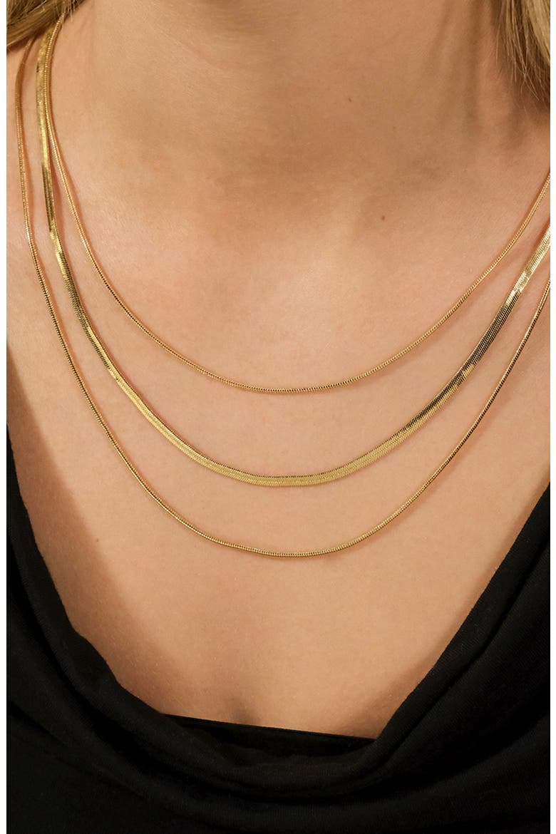 Everly Herringbone Chain Layered Necklace, Alternate, color, GOLD