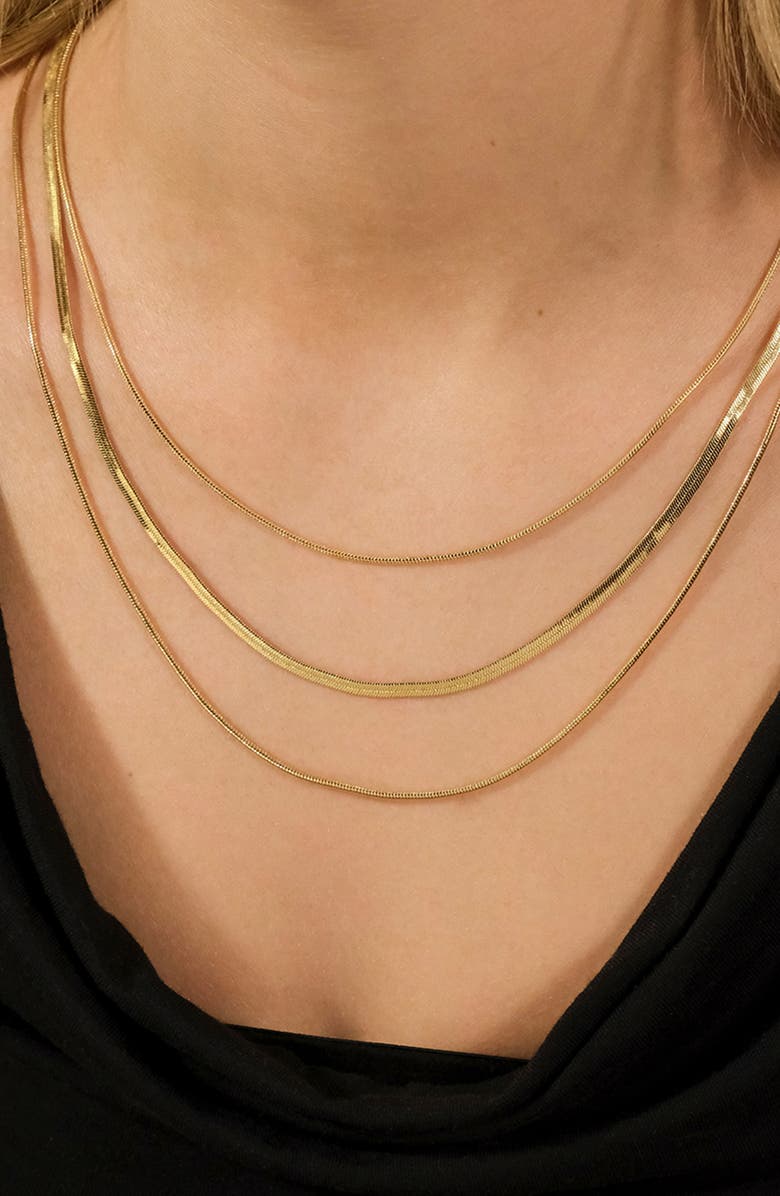 Sterling Forever Everly Herringbone Chain Layered Necklace, Alternate, color, Gold
