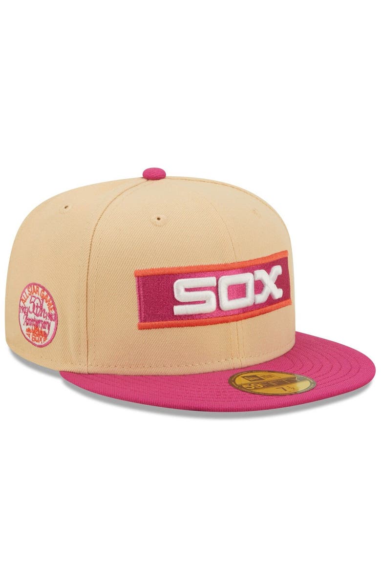 New Era Men's New Era Orange/Pink Chicago White Sox 1933 MLB All-Star Game 50th Anniversary Mango Passion 59FIFTY Fitted Hat, Main, color, Orange
