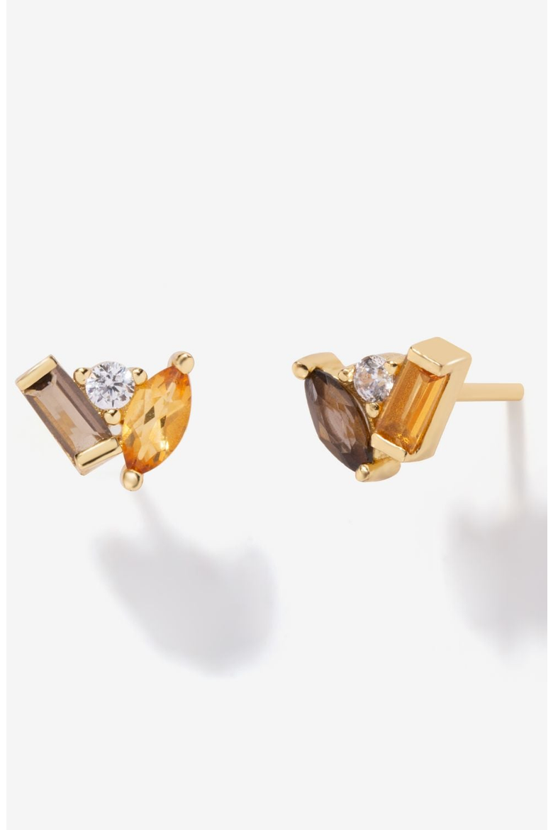 Seraphina Citrine Smoky Quartz Stud Earrings, Main, color, Citrine Smoky Quartz