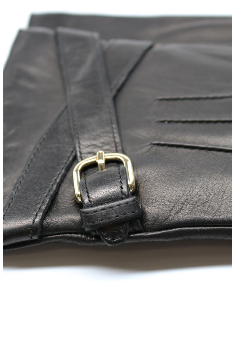Belted leather gloves, Alternate, color, BLACK