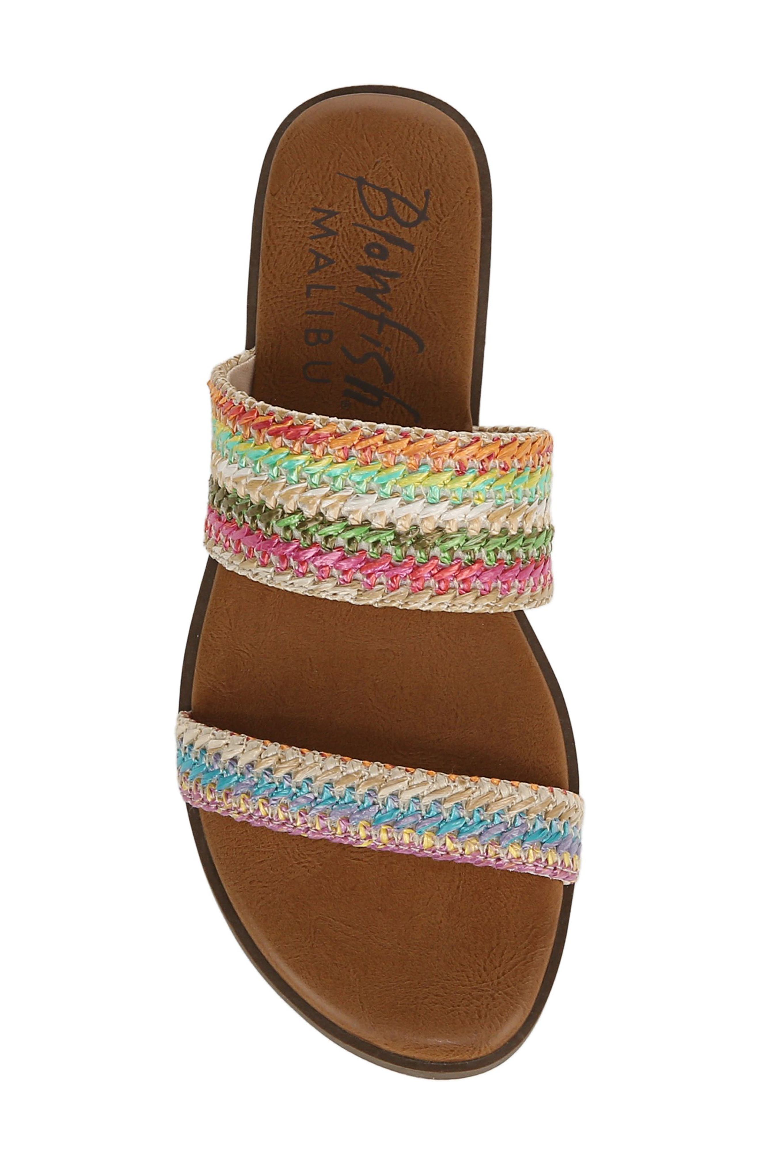 Blowfish Malibu Curtis 2 Woven Slide Sandal, Alternate, color, Multi Faux Raffia