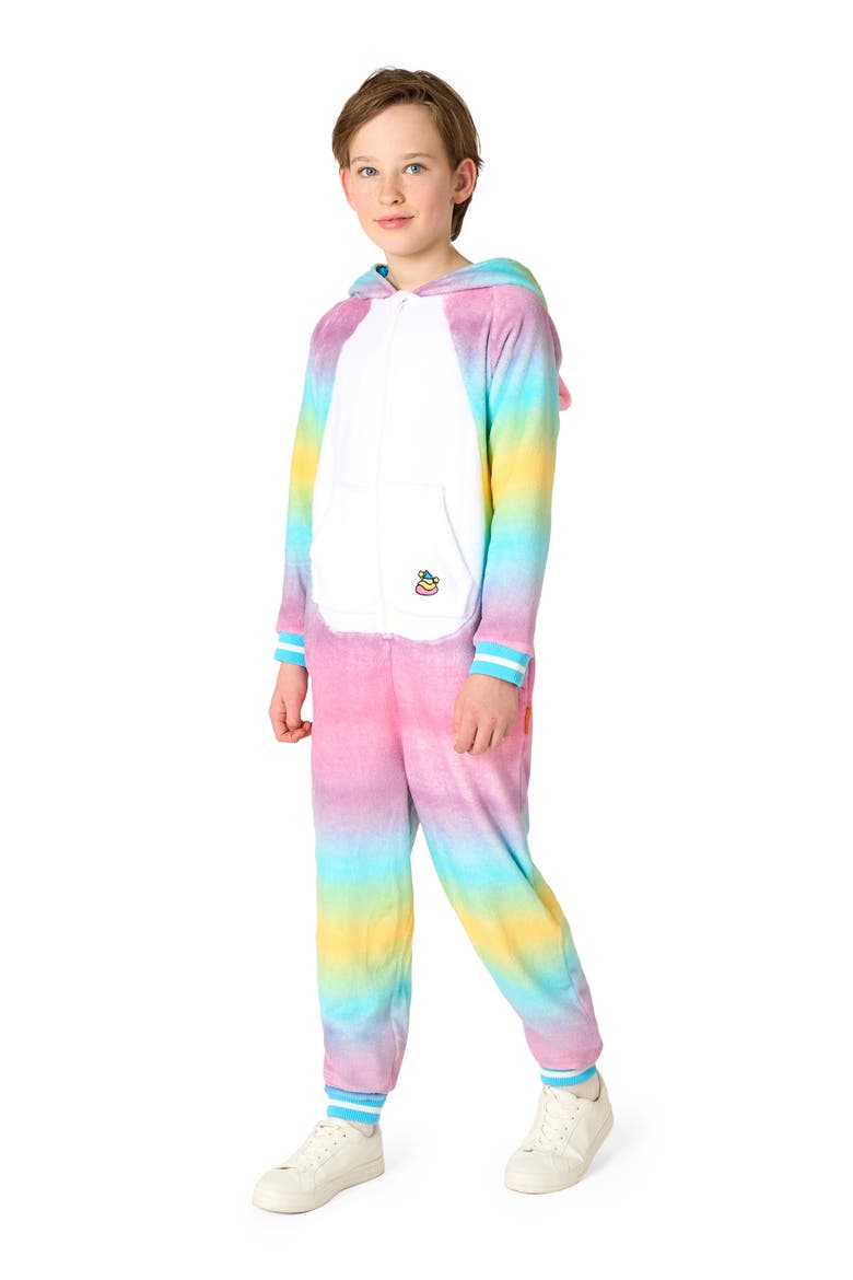 Kids' Unicorn One Piece Hooded Jumpsuit, Alternate, color, PINK MULTI