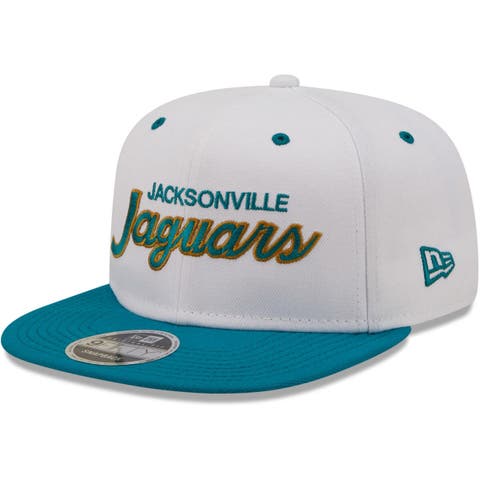 Men's New Era White/Teal Jacksonville Jaguars Sparky Original 9FIFTY Snapback Hat