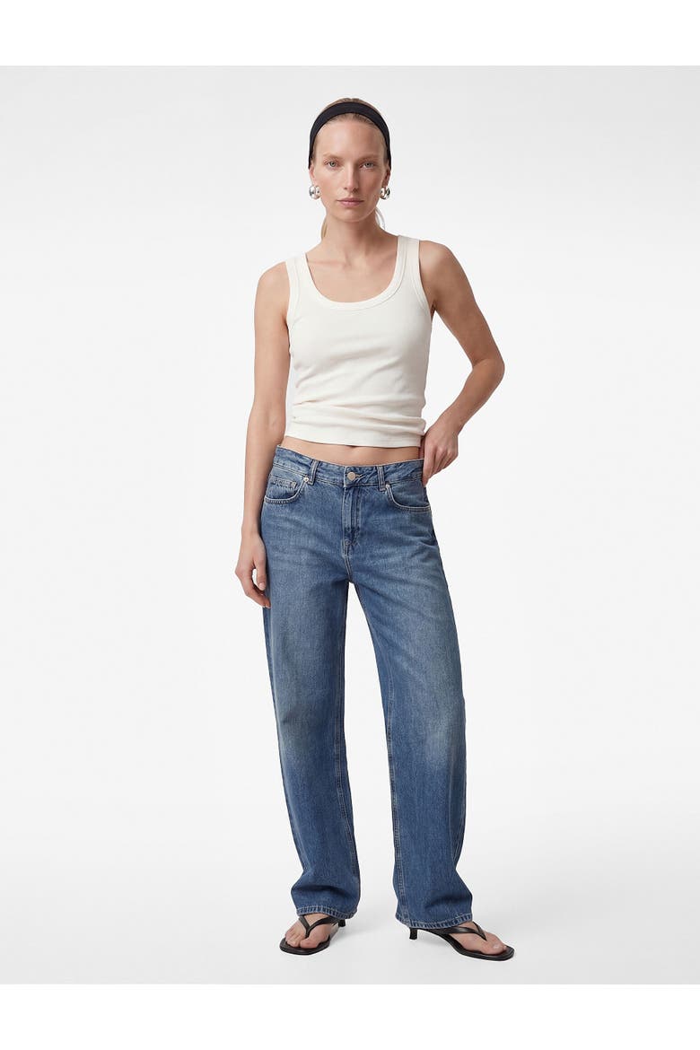Scoop Neck Ribbed Cotton Tank Top, Alternate, color, OFF WHITE