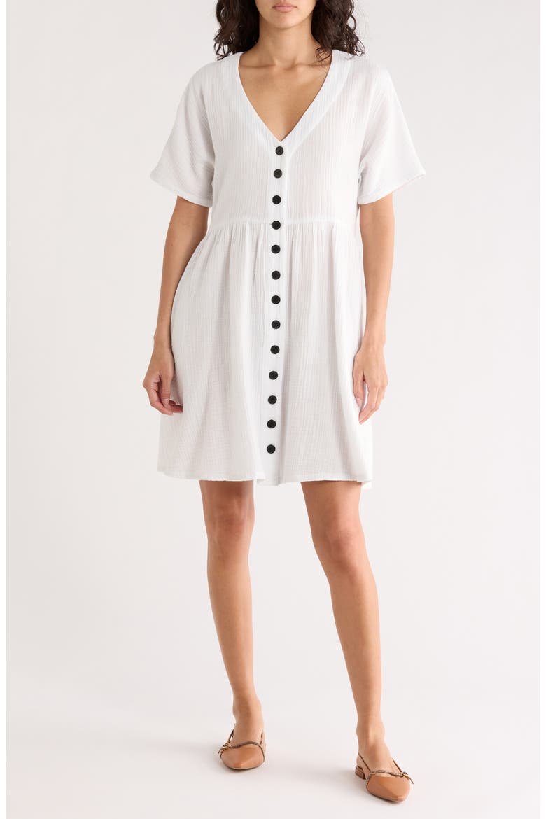 Lightspun Button Front Minidress, Main, color, SALT