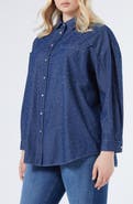 Marina Rinaldi Jene Rhinestone Detail Denim Shirt Jacket