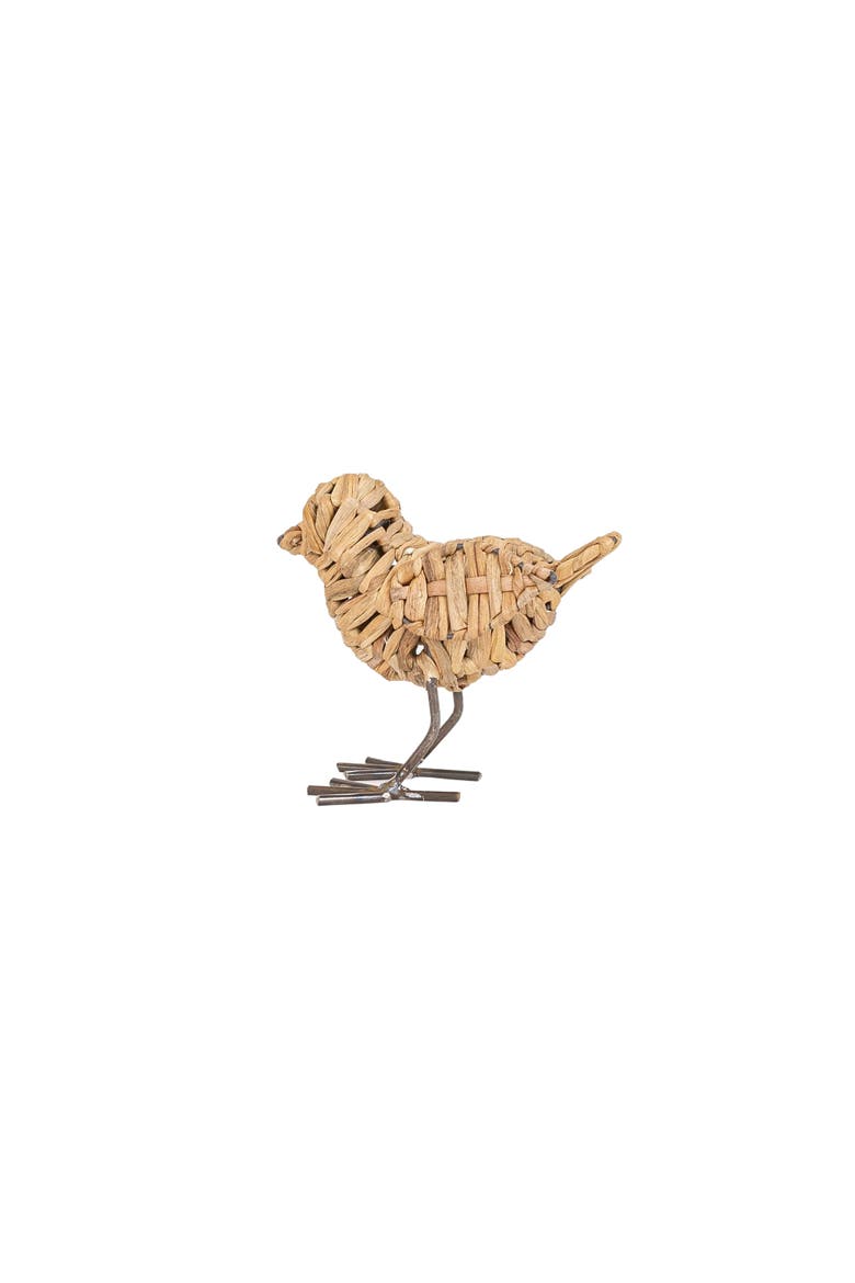 Natural Wrapped Bird Decorative Figure Seagrass & Metal, Main, color, Brown