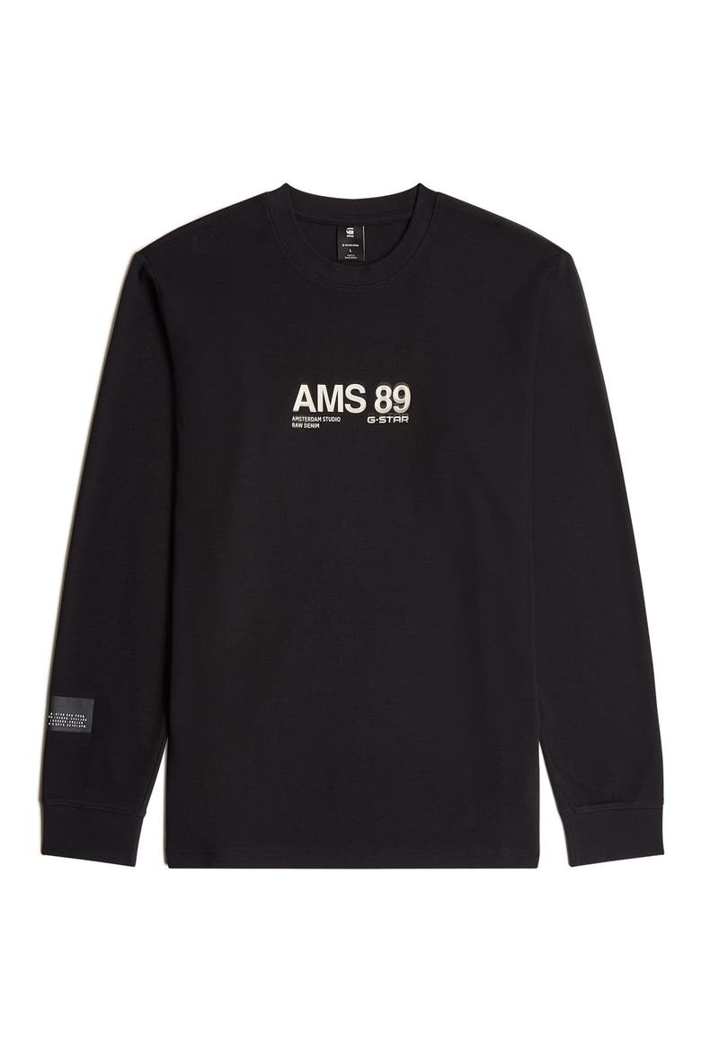 AMS 89 Logo Graphic Long Sleeve T-Shirt, Alternate, color, DARK BLACK