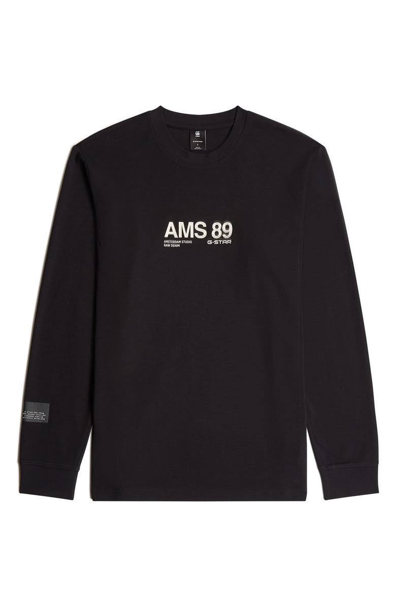 G-STAR AMS 89 Logo Graphic Long Sleeve T-Shirt, Alternate, color, Dark Black