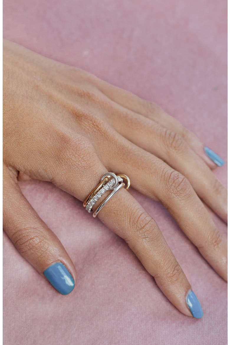 Cassia Diamond Link Ring, Alternate, color, SILVER
