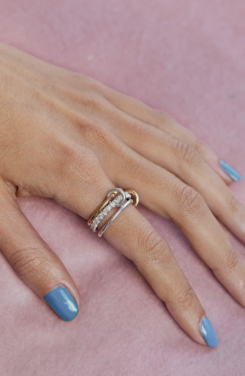 Spinelli Kilcollin Acacia Diamond Link Ring, Alternate, color, Silver