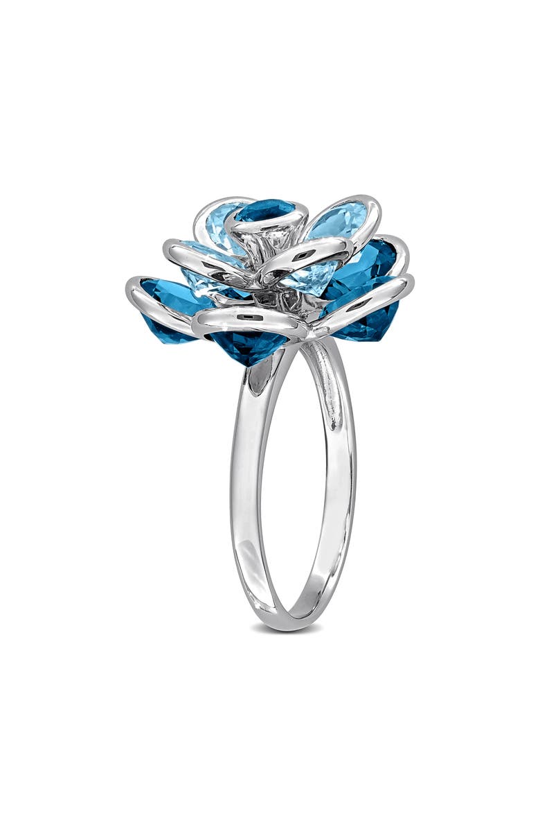 DELMAR London Blue Topaz Flower Ring, Alternate, color, Blue