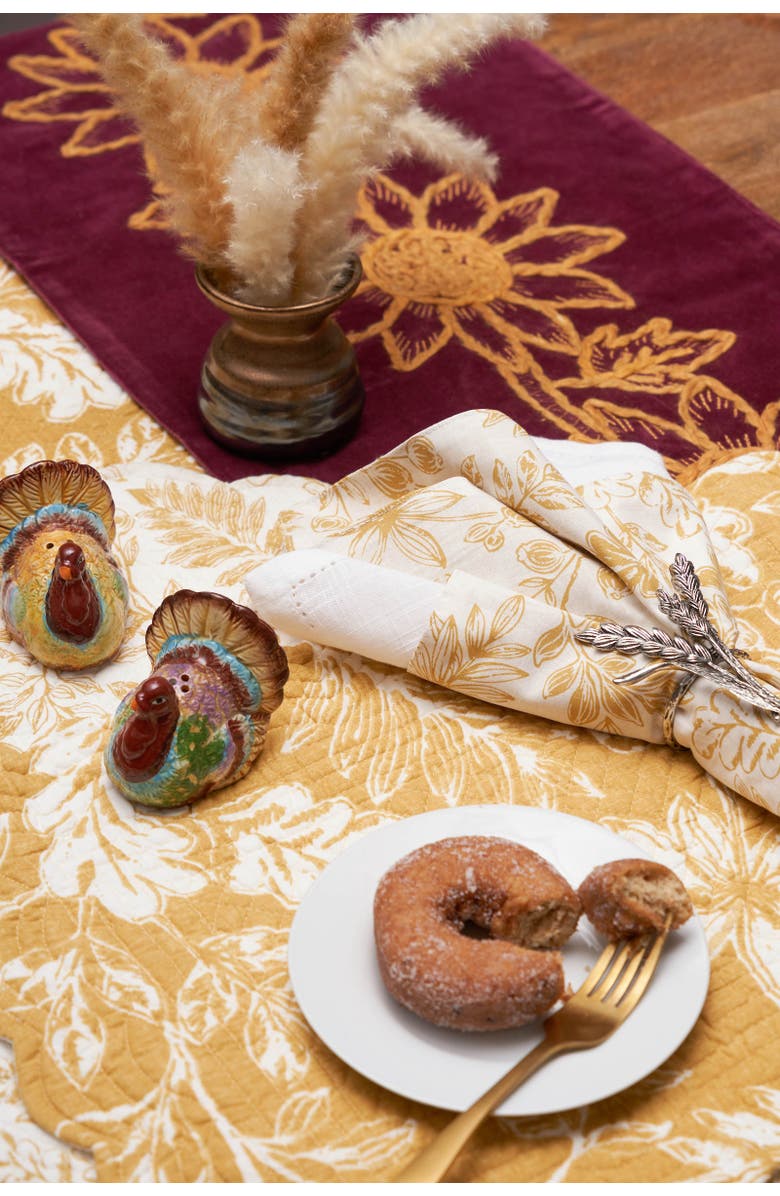 C&F Home Everview Gold Floral Quilted Table Runner 14" x 51", Alternate, color, Yellow