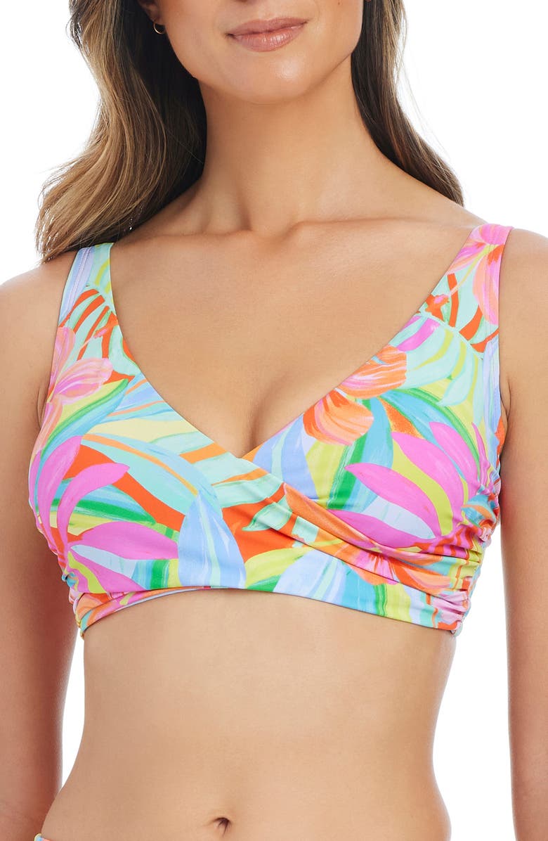 BLEU by Rod Beattie Print Banded Wrap Bikini Top, Main, color, 