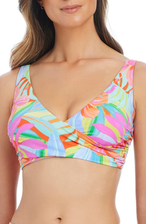 Print Banded Wrap Bikini Top