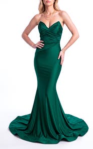 Jessica Angel Strapless Ruched Sweetheart Mermaid Evening Gown
